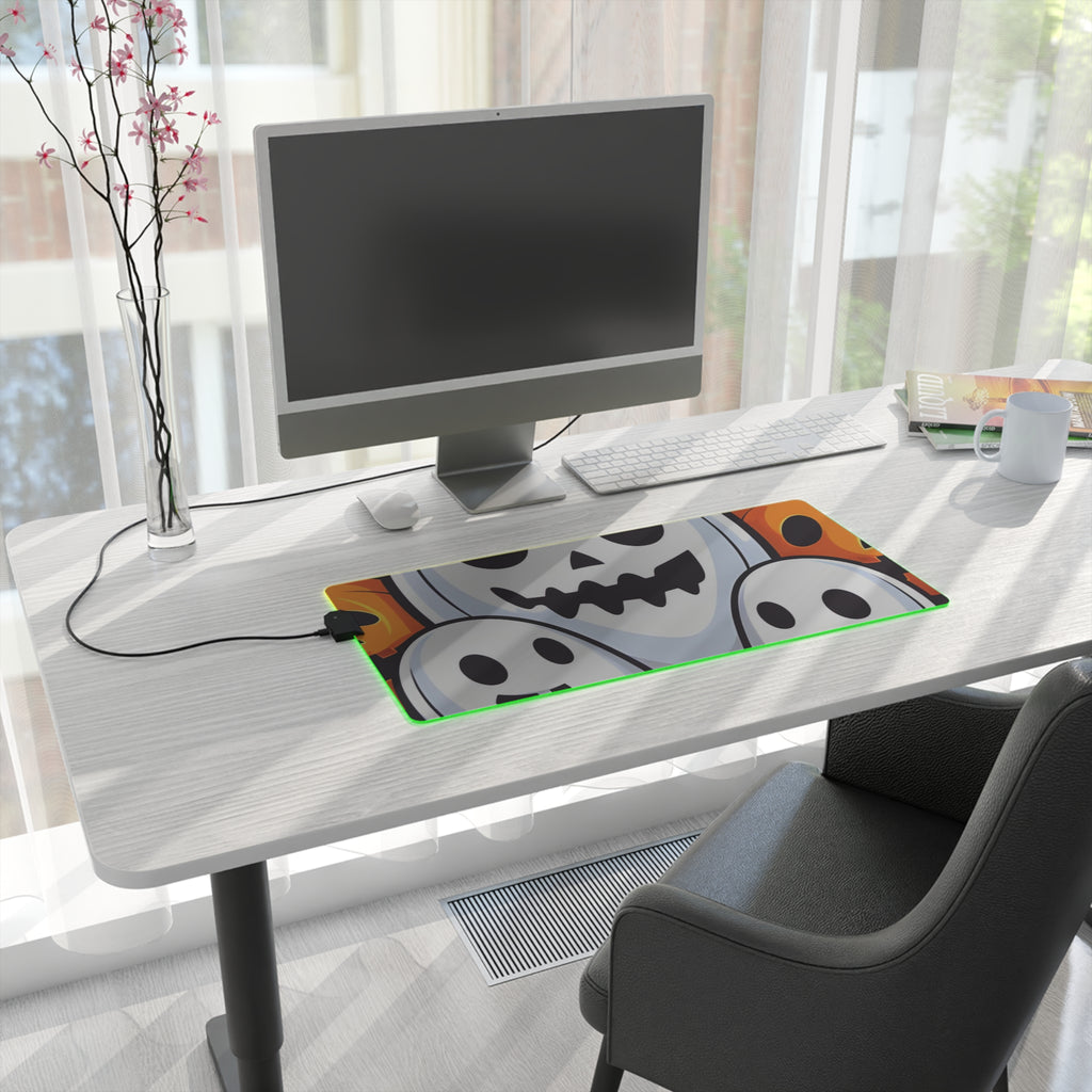 LED Gaming Mouse Pad with Skele-Pumpkin Ghost Pattern Design for Halloween, view 10