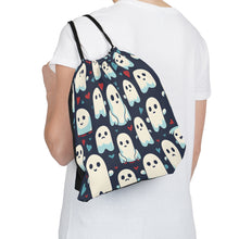 DistinctInk Drawstring Bag / Backpack with Skelephants and Ghostly Ghouls Design for Halloween