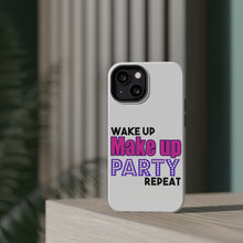 DistinctInk ToughCase for Apple iPhone, Compatible with MagSafe Charging - Wake Up Make Up Party Repeat