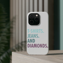 DistinctInk ToughCase for Apple iPhone, Compatible with MagSafe Charging - T-Shirts Jeans and Diamonds