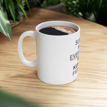DistinctInk Glossy White Coffee / Tea Mug - Surely Not Everybody Was Kung Fu Fighting