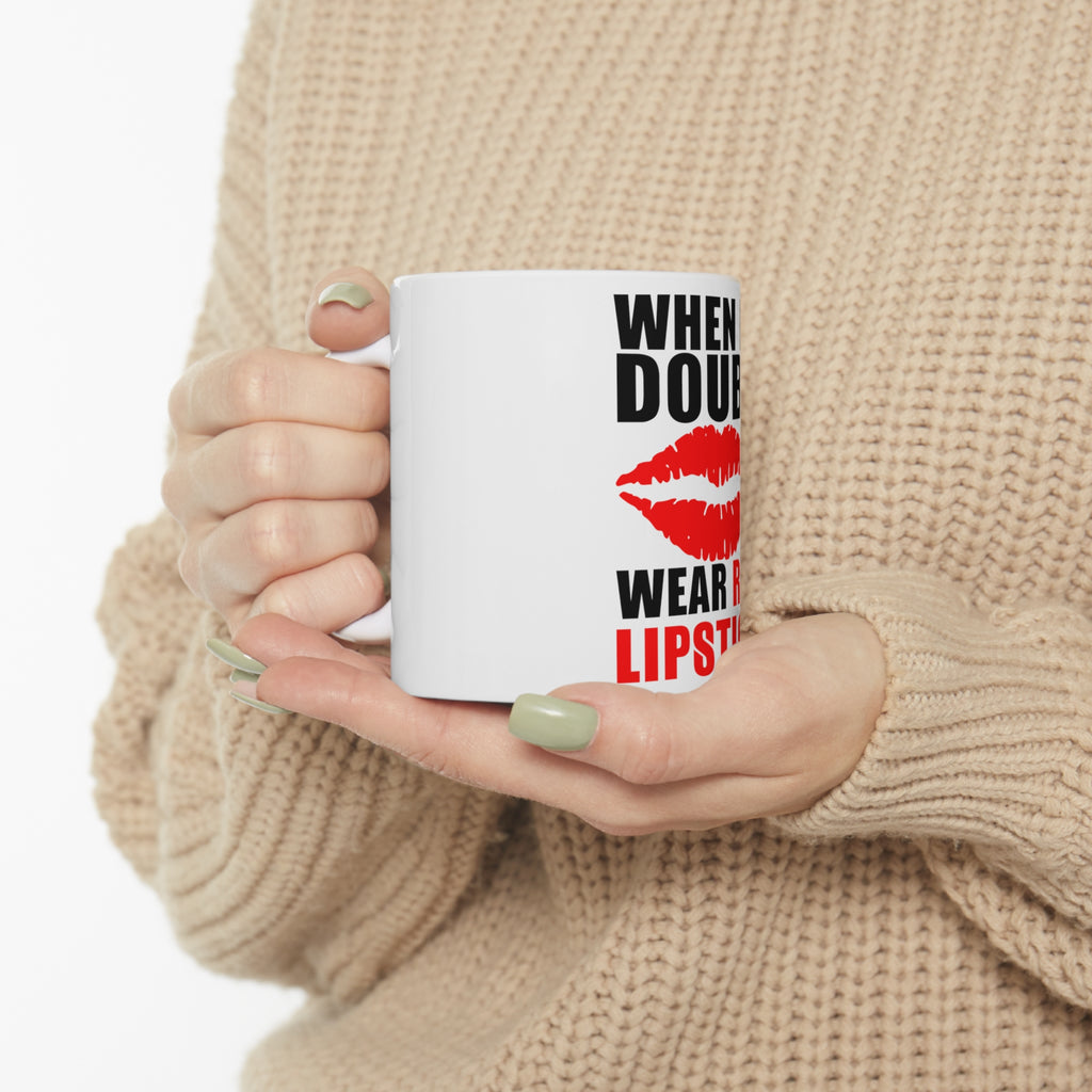 Glossy White Coffee / Tea Mug - When in Doubt Where Red Lipstick, view 10