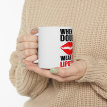 DistinctInk Glossy White Coffee / Tea Mug - When in Doubt Where Red Lipstick