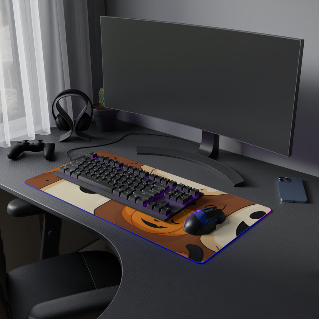 LED Gaming Mouse Pad with "Boo-ttifull Skeleton Cartoon Pattern Pumpkin" Design for Halloween, view 15
