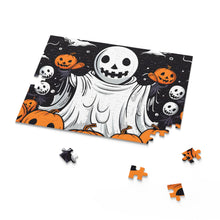 DistinctInk Jigsaw Puzzle with Ghost Skeleton Pumpkins Design for Halloween