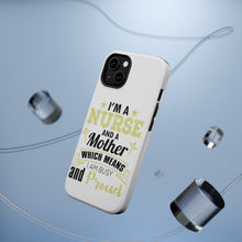 DistinctInk ToughCase for Apple iPhone, Compatible with MagSafe Charging - Nurse and a Mother - Busy and Proud