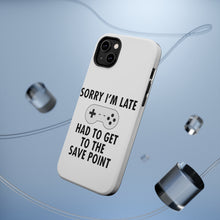 DistinctInk ToughCase for Apple iPhone, Compatible with MagSafe Charging - Sorry I'm Late Had to Get to Save Point Gamer