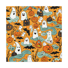 DistinctInk Canvas Wall Art with Flying Pumpkin Bats for Halloween