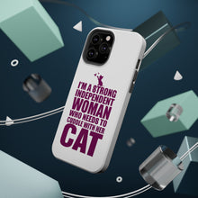 DistinctInk ToughCase for Apple iPhone, Compatible with MagSafe Charging - Strong Woman Needs to Cuddle Cat