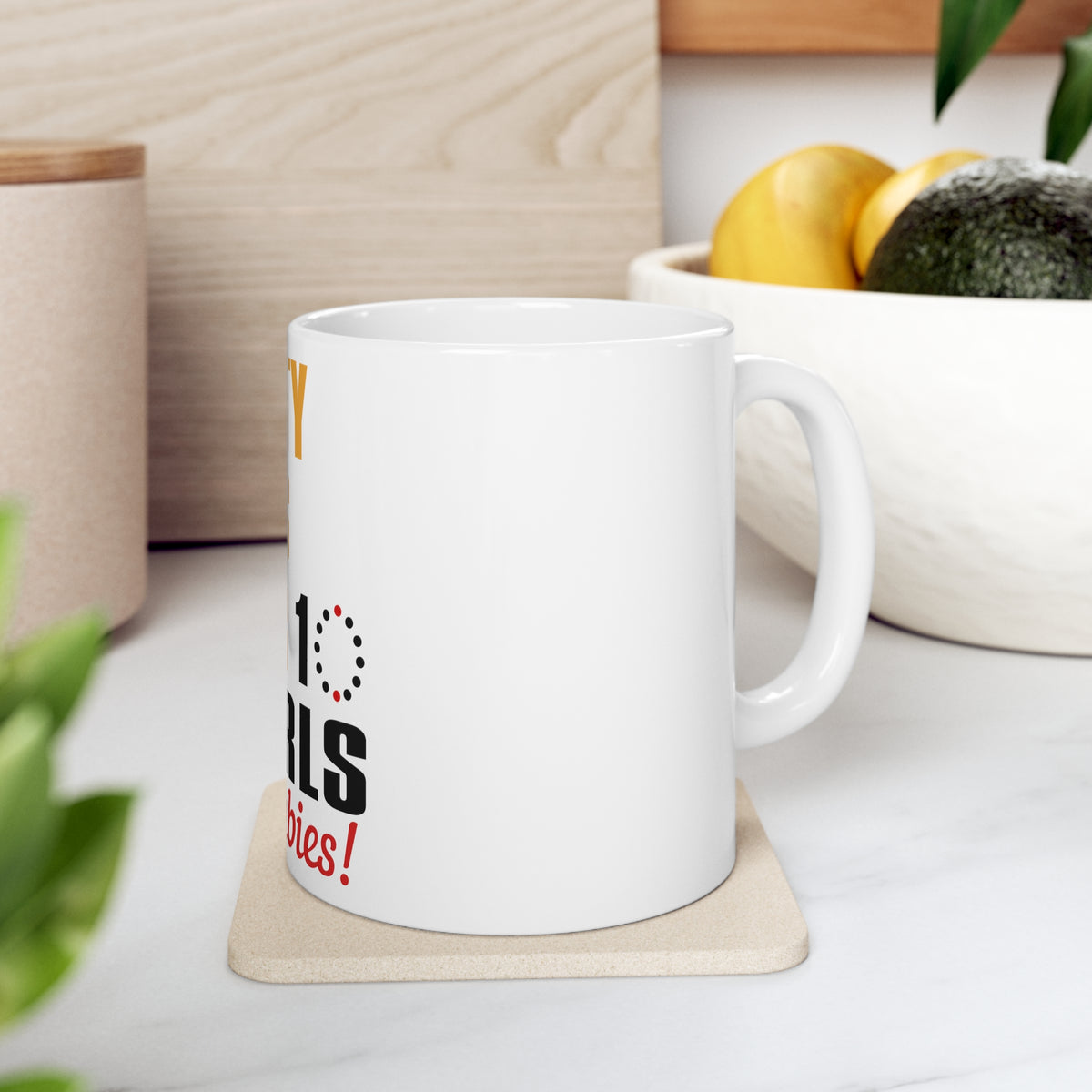 Glossy White Coffee / Tea Mug - Pretty Girls Wear 10 Pearls 2 Rubies, view 7