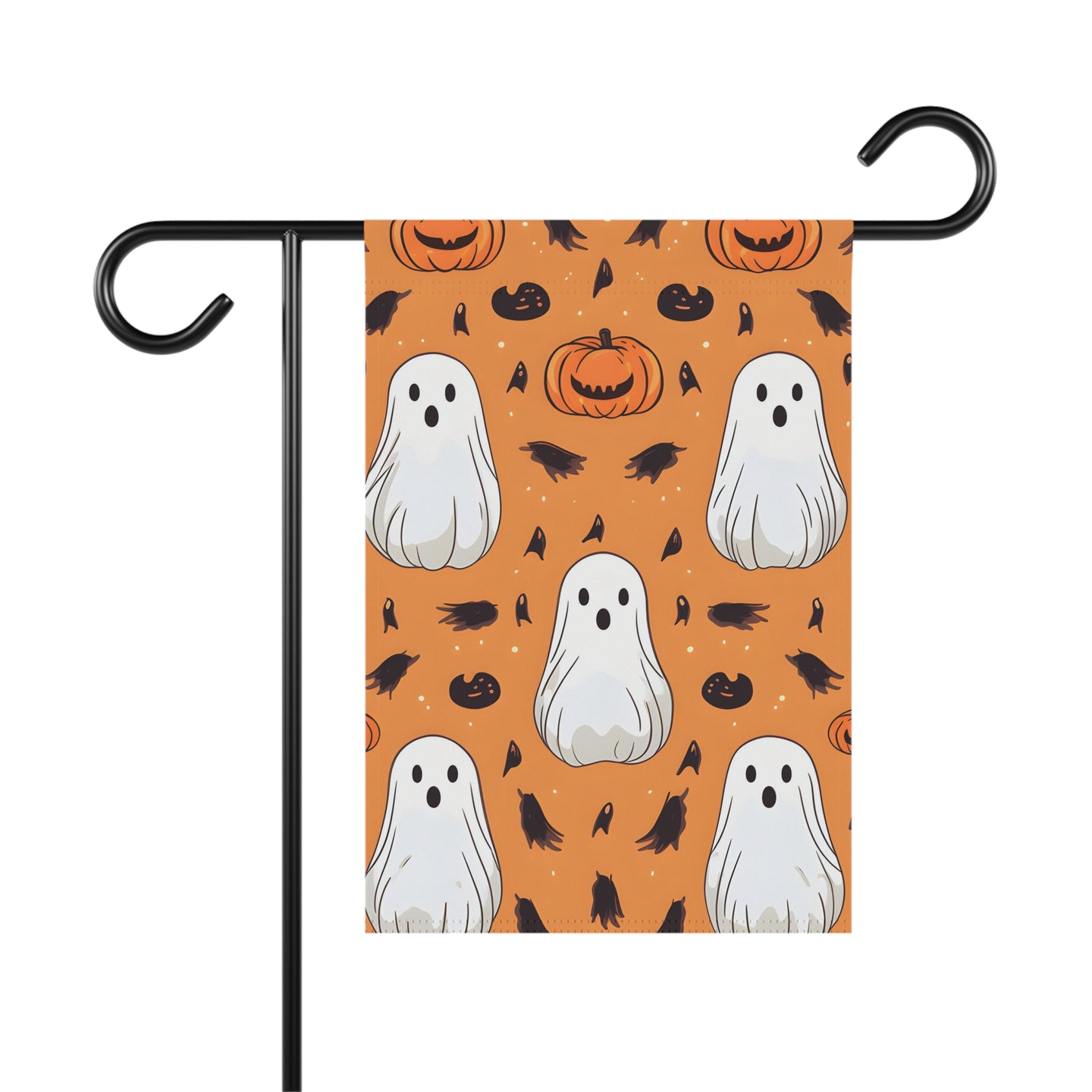 DistinctInk Garden & House Banner / Flag with Ghost Skeleton Cartoon Pumpkin Design for Halloween