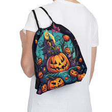 DistinctInk Drawstring Bag / Backpack with Trick or Treat Parade Design for Halloween