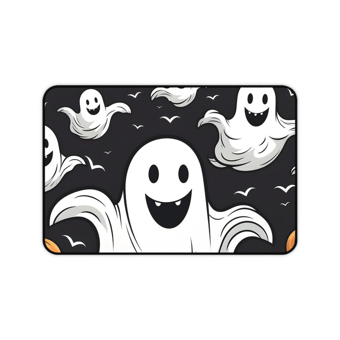 DistinctInk Desk Mat with Skeletal Ghostly Pumpkin Patch Design for Halloween