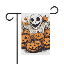 DistinctInk Garden & House Banner / Flag with Ghostly Skeleton and Pumpkins Design for Halloween