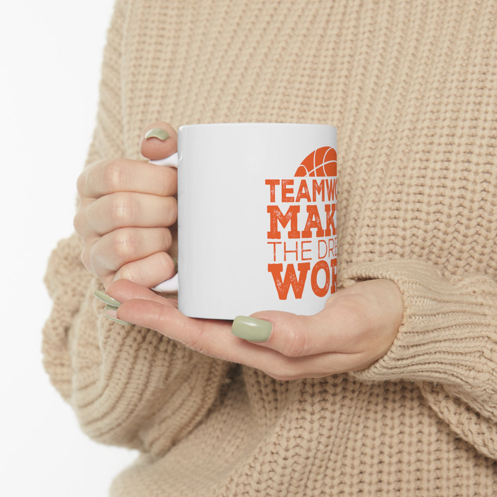 Glossy White Coffee / Tea Mug - Teamwork Makes the Dream Work Basketball, view 10