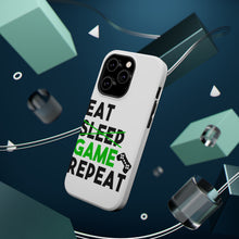 DistinctInk ToughCase for Apple iPhone, Compatible with MagSafe Charging - Eat Game Repeat - Video Games Gamer