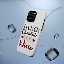 DistinctInk ToughCase for Apple iPhone, Compatible with MagSafe Charging - I Run on Chocolate and Wine