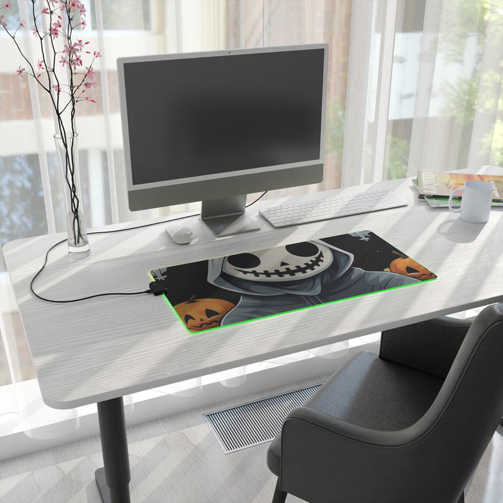 LED Gaming Mouse Pad with Skeleton Ghost and Pumpkin Design for Halloween, view 10