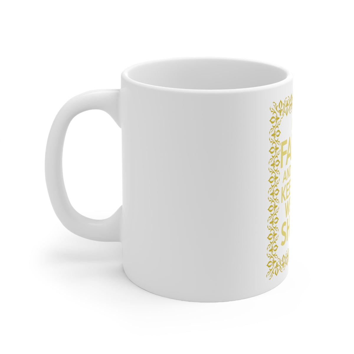 Glossy White Coffee / Tea Mug - I'm a Farmer and We Don't Keep Calm, view 2
