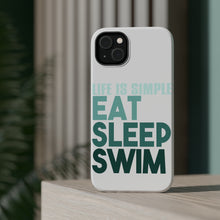 DistinctInk ToughCase for Apple iPhone, Compatible with MagSafe Charging - Life Is Simple Eat Sleep Swim