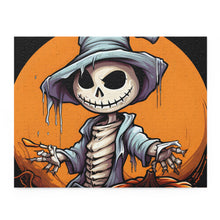 DistinctInk Jigsaw Puzzle with Haunted Jack-O'-Skeleton Design for Halloween
