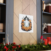 DistinctInk Canvas Wall Art with Ghost Skeleton Pumpkins Pattern for Halloween