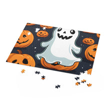 DistinctInk Jigsaw Puzzle with Ghost Skeleton Spooky Pumpkins Design for Halloween