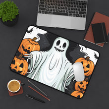 DistinctInk Desk Mat with Ghost Skeleton Pumpkins Pattern Design for Halloween