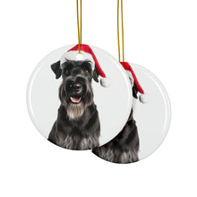 DistinctInk Hanging Ceramic Christmas Tree Ornament with Gold String - Great Gift/Present - 2 3/4 inch Diameter - Giant Schnauzer Design