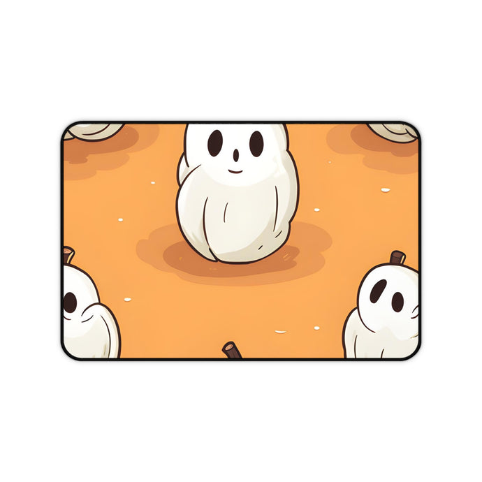 DistinctInk Desk Mat with Ghastly Skeleton Pumpkin adorned Design for Halloween