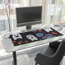 DistinctInk LED Gaming Mouse Pad with Skeletal Ghostly Pumpkins Design for Halloween