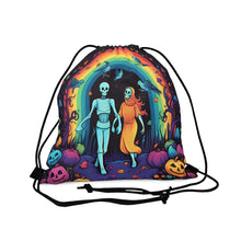 DistinctInk Drawstring Bag Backpack with The Enduring Beauty of Writing Design for Halloween  LGBTQ+ Pride