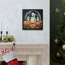 DistinctInk Canvas Wall Art with Spooky Skeleton Pumpkins for Halloween