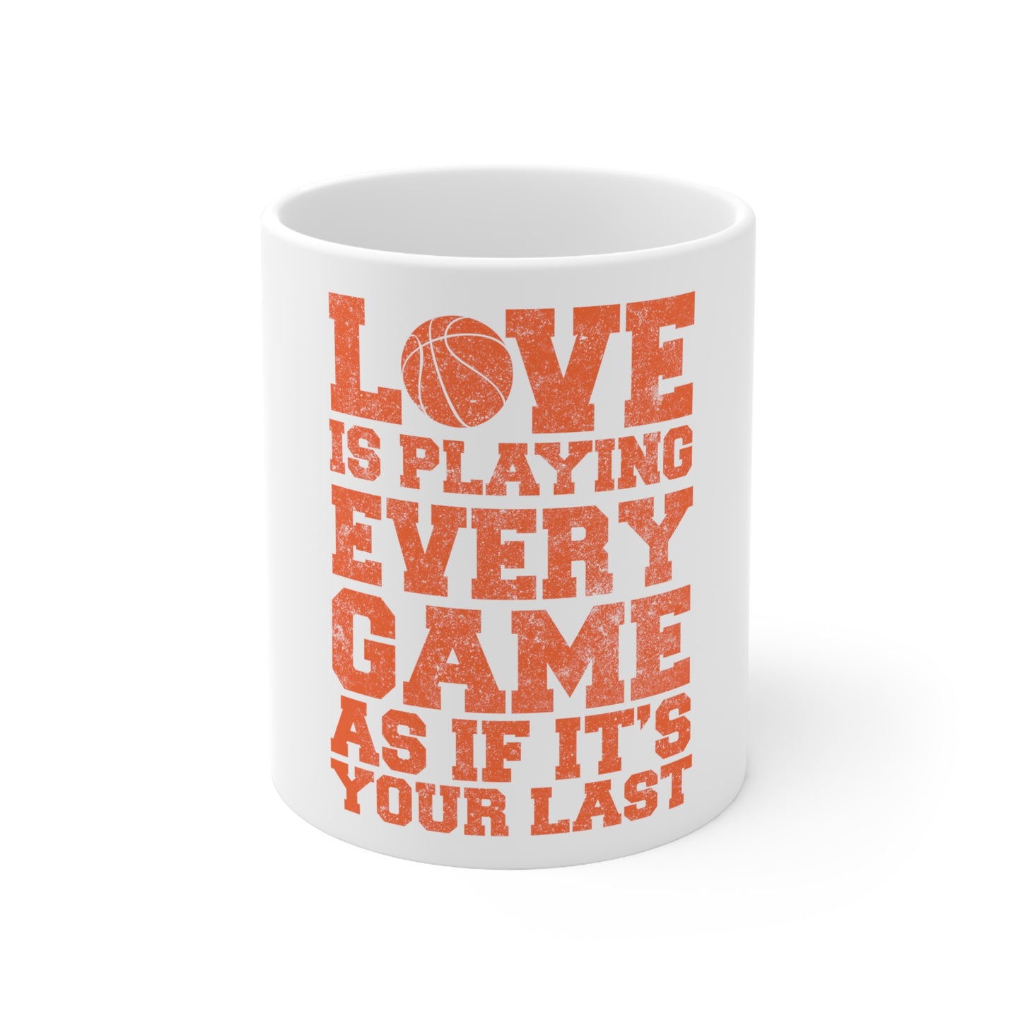 DistinctInk Glossy White Coffee / Tea Mug - Love is Playing Every Game As If It's Your Last