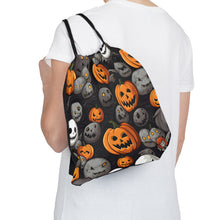 DistinctInk Drawstring Bag Backpack with Haunted Harvest Time Design for Halloween