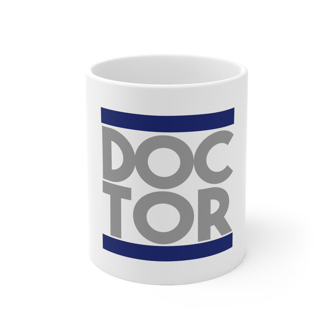 DistinctInk Glossy White Coffee / Tea Mug - DOCTOR Word Art