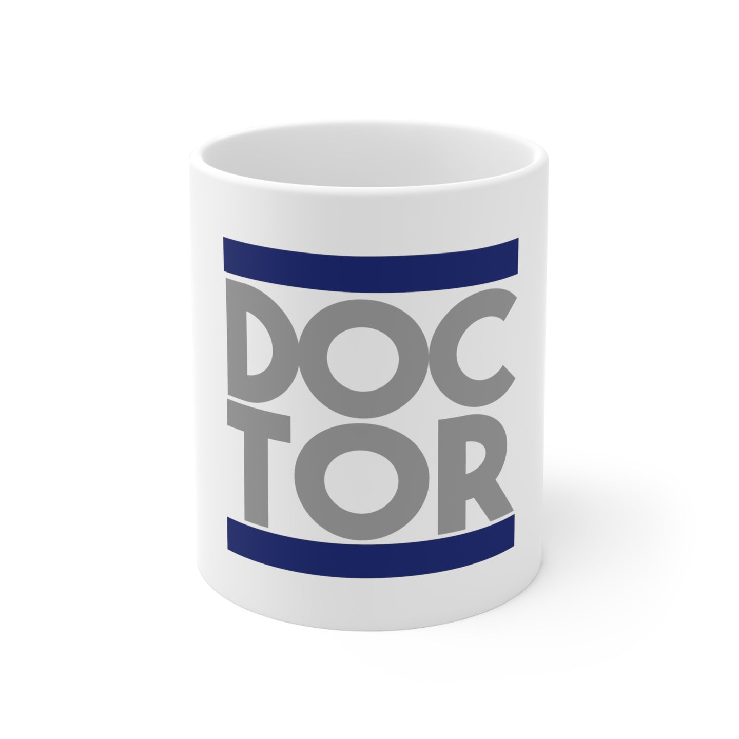 DistinctInk Glossy White Coffee / Tea Mug - DOCTOR Word Art