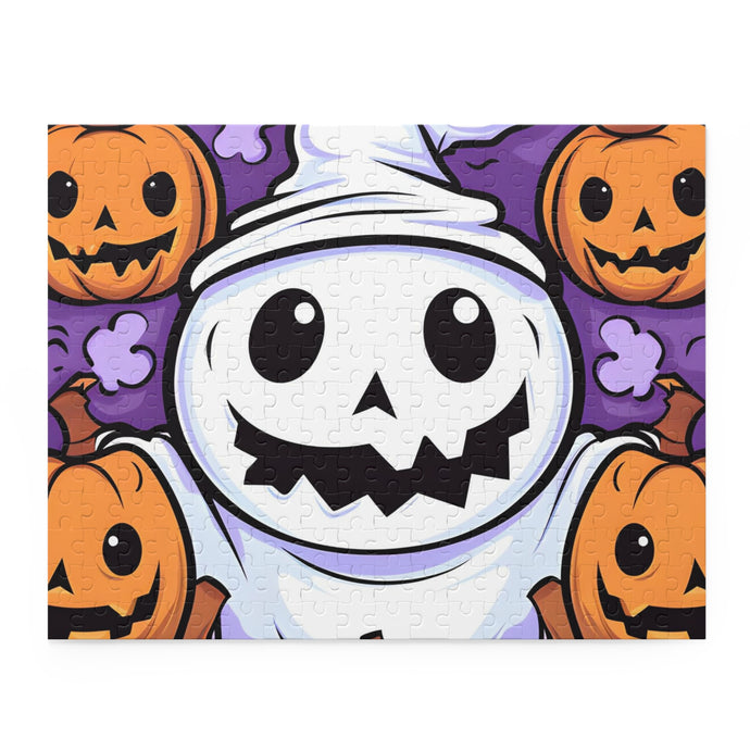 DistinctInk Jigsaw Puzzle with Ghost Skeleton Pumpkins Design for Halloween