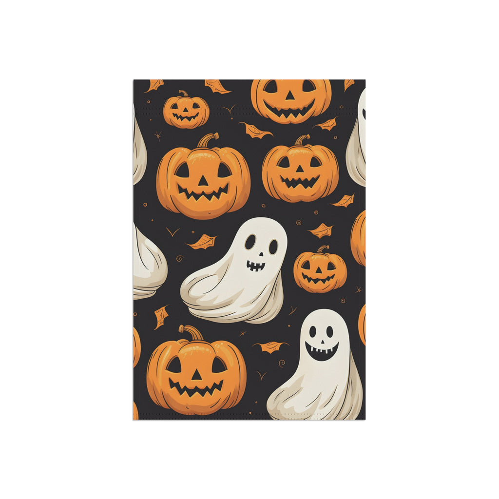 Garden & House Banner / Flag with Ghastly Skeleton Pumpkin Party Design for Halloween, view 4