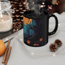 DistinctInk Black Coffee Mug - Haunted Evening Nightmare for Halloween