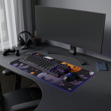 DistinctInk LED Gaming Mouse Pad with Spooky Bat-o-lanterns Design for Halloween
