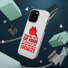 DistinctInk ToughCase for Apple iPhone, Compatible with MagSafe Charging - Sending Cute Cat Videos How I Socialize