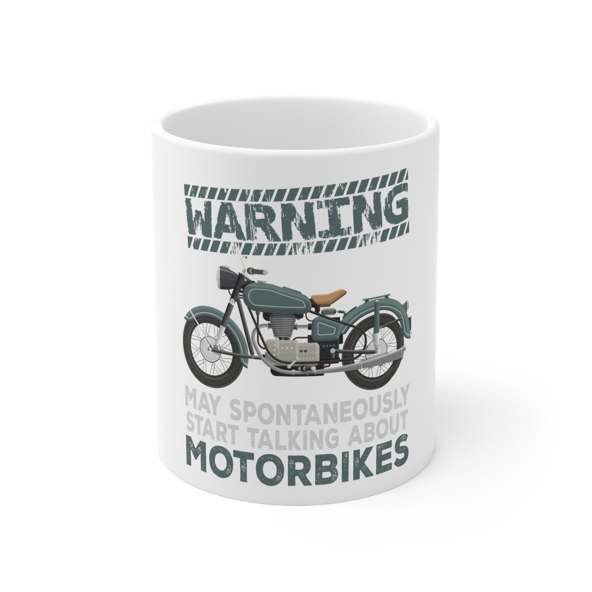 Glossy White Coffee / Tea Mug - Spontaneously Talking About Motorcycles