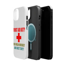 DistinctInk ToughCase for Apple iPhone, Compatible with MagSafe Charging - First Aid Kit - Whiskey & Duct Tape