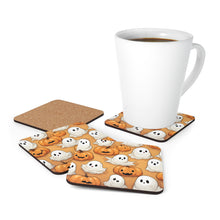 DistinctInk (Set of 4) Corkwood Coasters with Ghostly Skeleton Pumpkin PatchDesign for Halloween