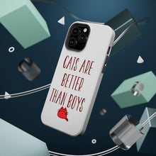 DistinctInk ToughCase for Apple iPhone, Compatible with MagSafe Charging - Cats Are Better Than Boys