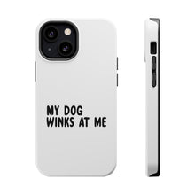 DistinctInk ToughCase for Apple iPhone, Compatible with MagSafe Charging - Tell Me It's Just a Dog - You're an Idiot
