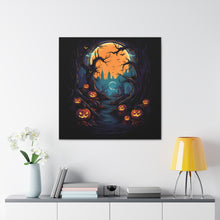 DistinctInk Canvas Wall Art with Haunted Evening Nightmare for Halloween