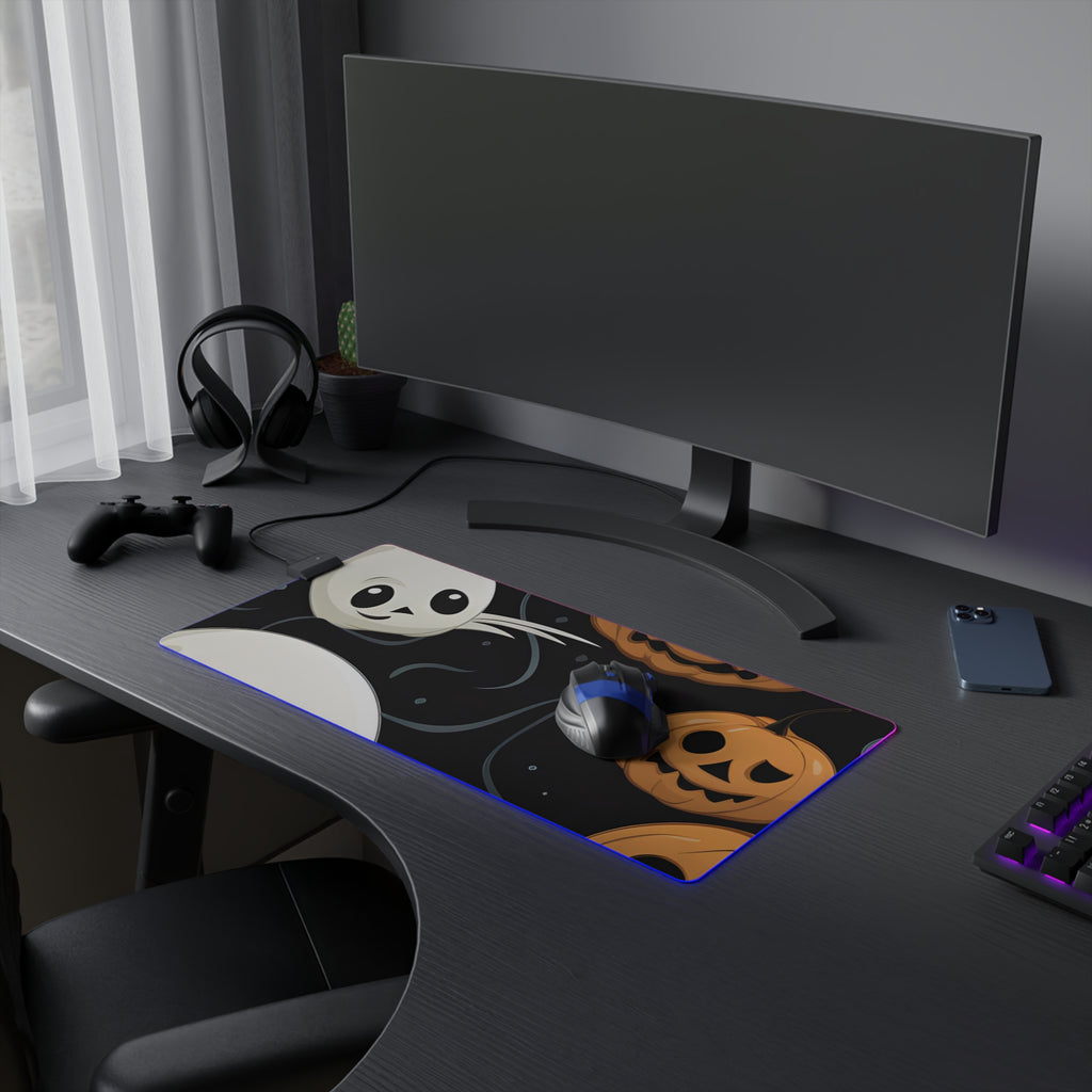 LED Gaming Mouse Pad with Ghost Skeleton Pumpkin Pattern Design for Halloween, view 9