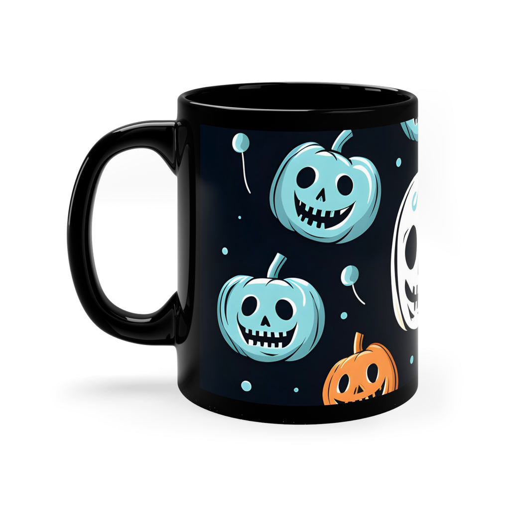 Black Coffee Mug - Skele-Ghostly Pumpkin Patch for Halloween, view 2